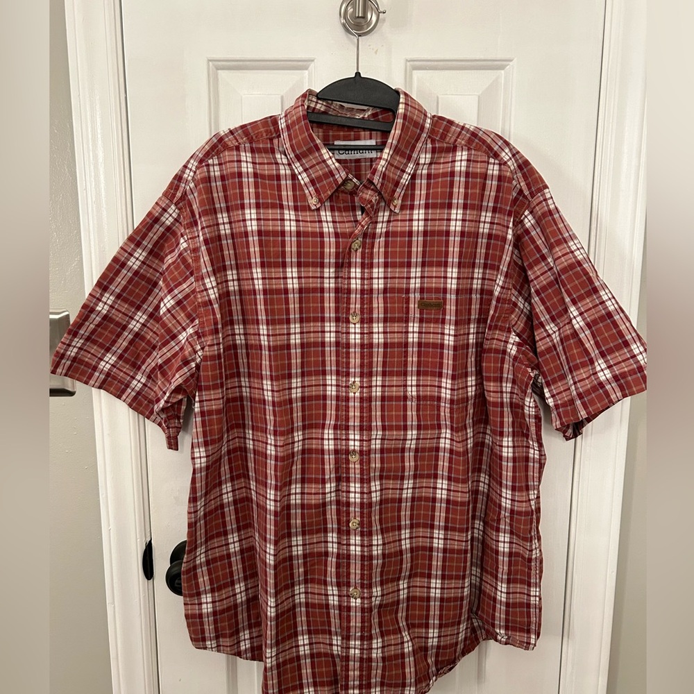 Men’s Carhartt Size L Large Plaid Short Sleeve Button Front Shirt